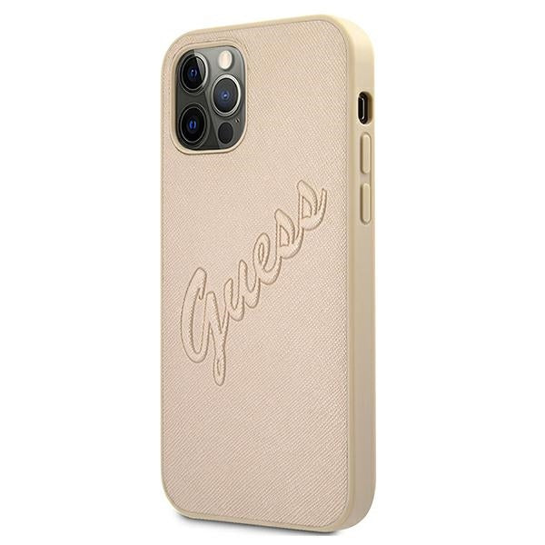Guess GUHCP12LRSAVSLG iPhone 12 Pro Max 6.7&quot; gold/gold hardcase Saffiano Vintage Script