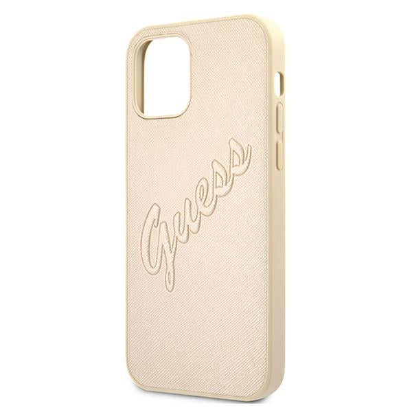 Guess GUHCP12MRSAVSLG iPhone 12/12 Pro 6.1" gold/gold hardcase Saffiano Vintage Script