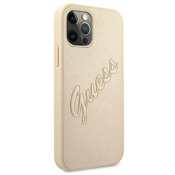 Guess GUHCP12MRSAVSLG iPhone 12/12 Pro 6.1" gold/gold hardcase Saffiano Vintage Script