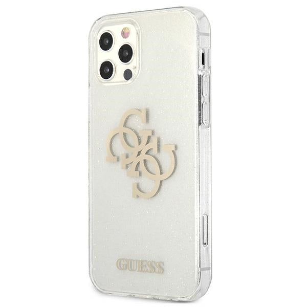 Guess GUHCP12LPCUGL4GTR iPhone 12 Pro Max 6.7" transparent hard case Glitter 4G Big Logo