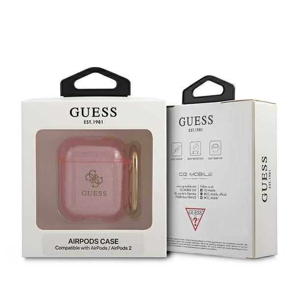 Guess GUA2UCG4GP AirPods cover pink/pink Glitter Collection