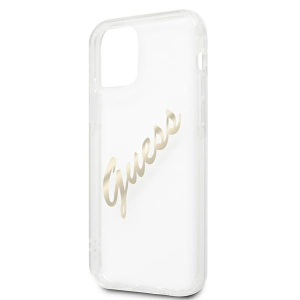 Guess GUHCP12LKTRSVGO iPhone 12 Pro Max 6.7" Transparent hardcase Vintage Script Gold