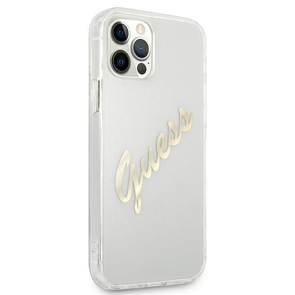 Guess GUHCP12LKTRSVGO iPhone 12 Pro Max 6.7" Transparent hardcase Vintage Script Gold
