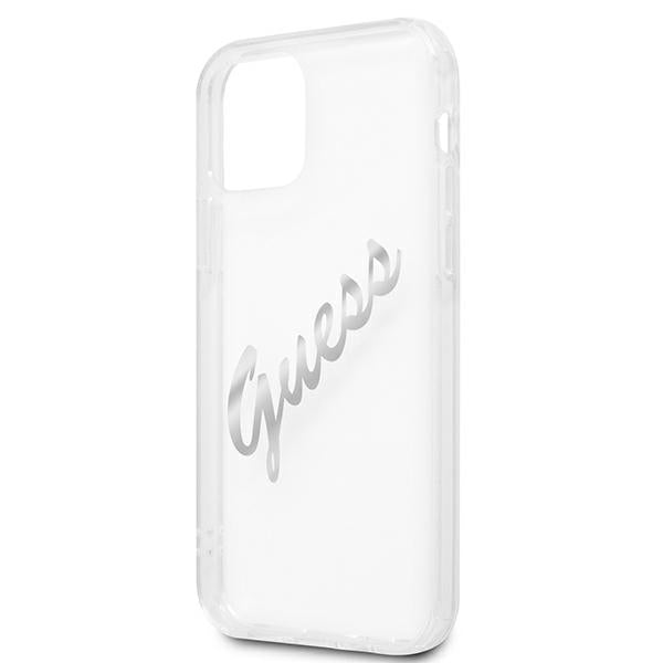 Guess GUHCP12LKTRSVSI iPhone 12 Pro Max 6.7&quot; Transparent hardcase Vintage Script Silver