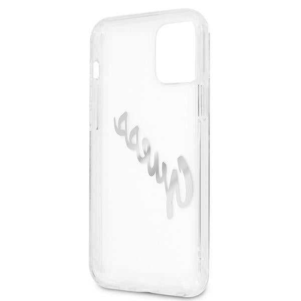 Guess GUHCP12LKTRSVSI iPhone 12 Pro Max 6.7&quot; Transparent hardcase Vintage Script Silver