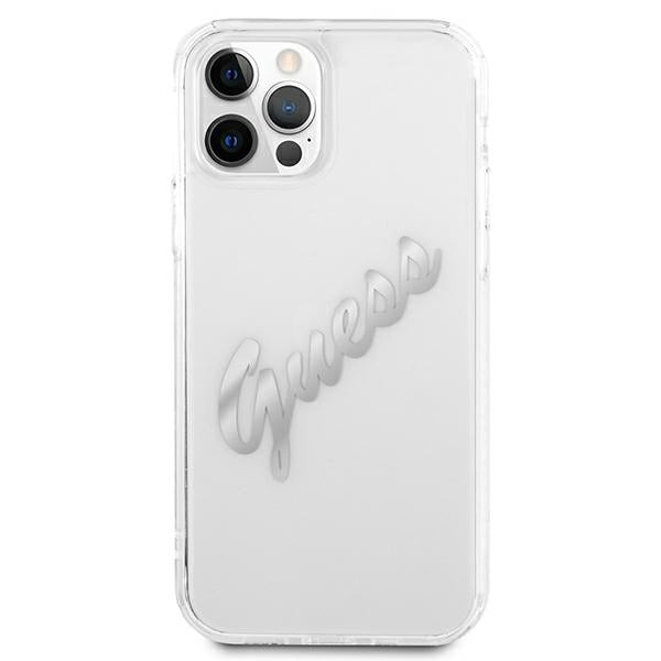 Guess GUHCP12LKTRSVSI iPhone 12 Pro Max 6.7" Transparent hardcase Vintage Script Silver