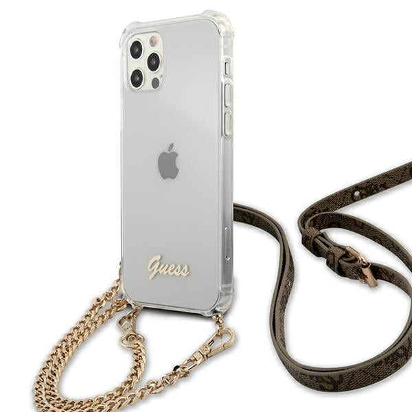 Guess GUHCP12MKC4GSGO iPhone 12/12 Pro 6.1" Transparent hard case 4G Gold Chain
