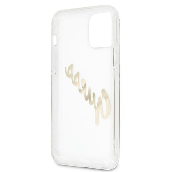 Guess GUHCP12MKTRSVGO iPhone 12/12 Pro 6.1&quot; Transparent hardcase Vintage Script Gold