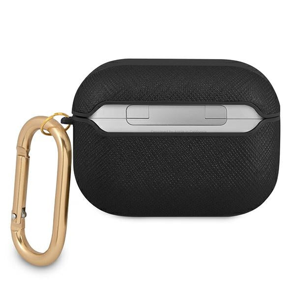 Guess GUAPSASMK AirPods Pro cover black/black Saffiano Script Metal Collection