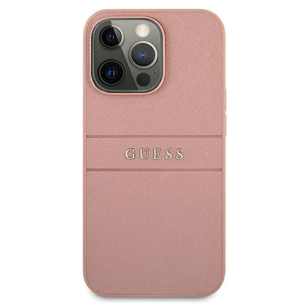 Guess GUHCP13XPSASBPI iPhone 13 Pro Max 6.7" pink/pink hardcase Saffiano Stripe