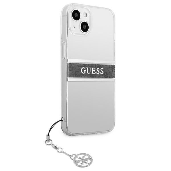 Guess GUHCP13SKB4GGR iPhone 13 mini 5.4&quot; Transparent hardcase 4G Gray Strap Charm