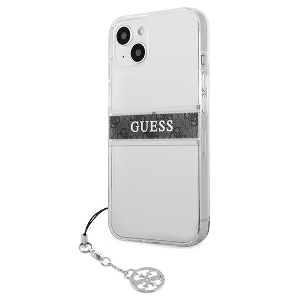Guess GUHCP13SKB4GGR iPhone 13 mini 5.4&quot; Transparent hardcase 4G Gray Strap Charm