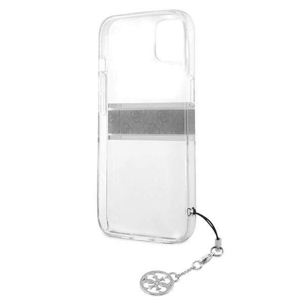 Guess GUHCP13SKB4GGR iPhone 13 mini 5.4&quot; Transparent hardcase 4G Gray Strap Charm