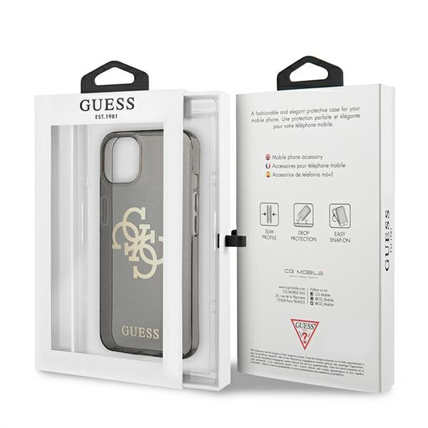 Guess GUHCP13SPCUGL4GBK iPhone 13 mini 5.4&quot; black/black hard case Glitter 4G Big Logo