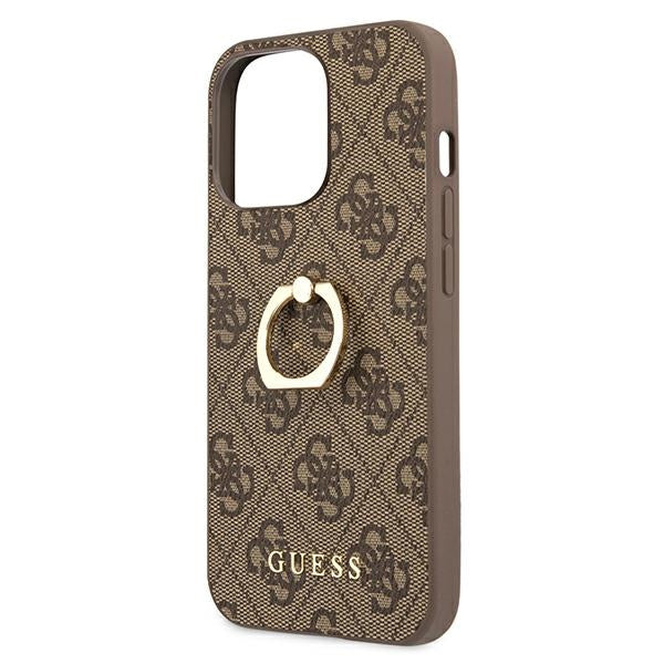 Guess GUHCP13L4GMRBR iPhone 13 Pro / 13 6.1" brown/brown hardcase 4G with ring stand