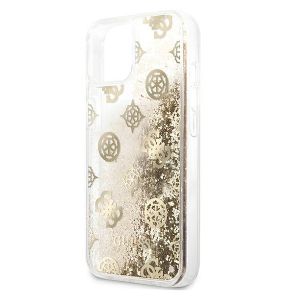 Guess GUHCP13SLGPEGO iPhone 13 mini 5.4&quot; gold/gold hardcase Peony Liquid Glitter