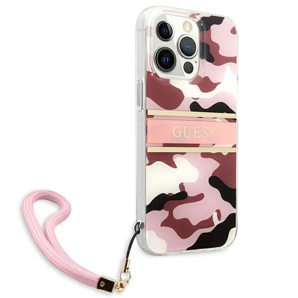 Guess GUHCP13LKCABPI iPhone 13 Pro / 13 6.1&quot; pink/pink hardcase Camo Strap Collection