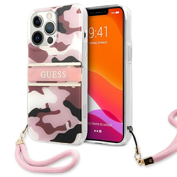 Guess GUHCP13LKCABPI iPhone 13 Pro / 13 6.1&quot; pink/pink hardcase Camo Strap Collection
