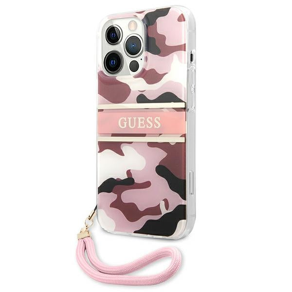 Guess GUHCP13LKCABPI iPhone 13 Pro / 13 6.1&quot; pink/pink hardcase Camo Strap Collection