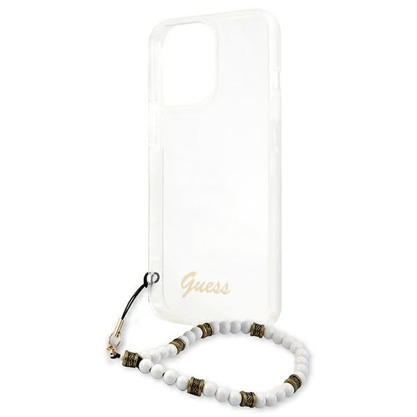 Guess GUHCP13LKPSWH iPhone 13 Pro / 13 6.1" Transparent Hardcase White Pearl