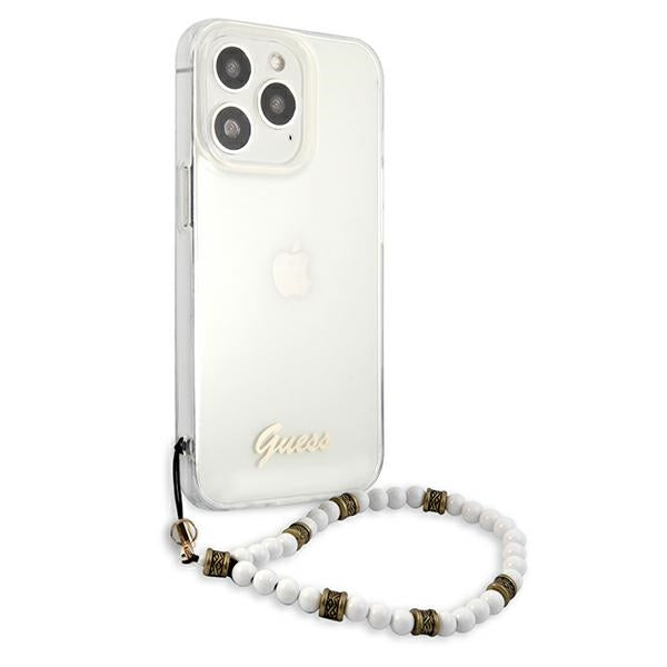 Guess GUHCP13LKPSWH iPhone 13 Pro / 13 6.1&quot; Transparent Hardcase White Pearl