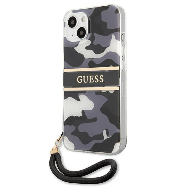Guess GUHCP13MKCABBK iPhone 13 6.1" black/black hardcase Camo Strap Collection