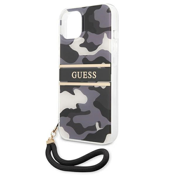 Guess GUHCP13MKCABBK iPhone 13 6.1" black/black hardcase Camo Strap Collection