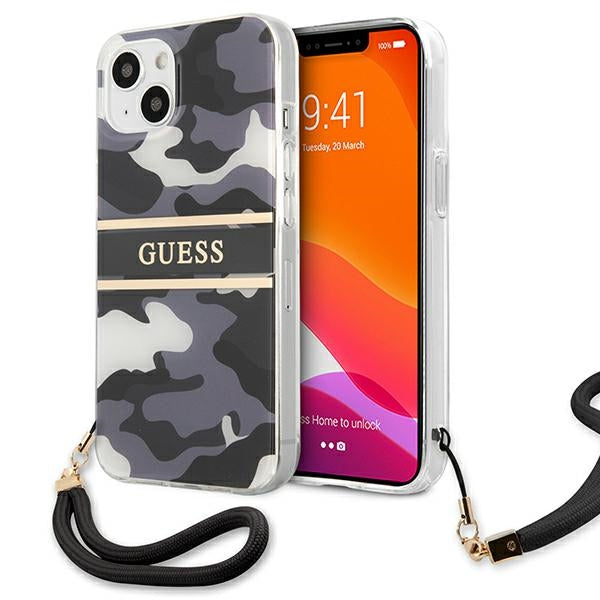 Guess GUHCP13SKCABBK iPhone 13 mini 5.4&quot; black/black hardcase Camo Strap Collection
