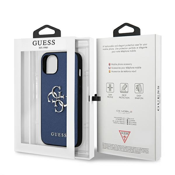 Guess GUHCP13SSA4GSBL iPhone 13 mini 5.4&quot; blue/blue hardcase Saffiano 4G Metal Logo