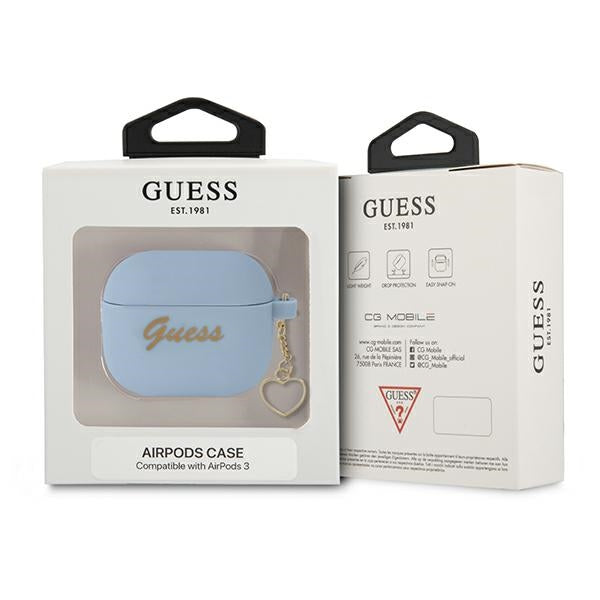 Guess GUA3LSCHSB AirPods 3 cover blue/blue Silicone Charm Heart Collection