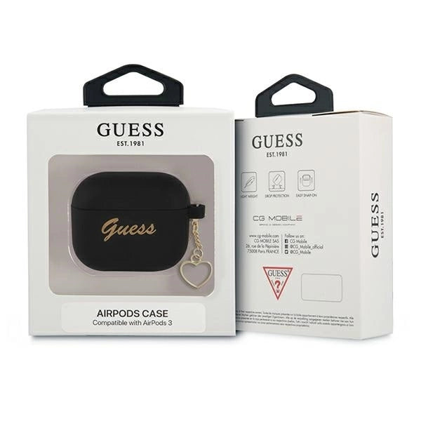 Guess GUA3LSCHSK AirPods 3 cover black/black Silicone Charm Heart Collection