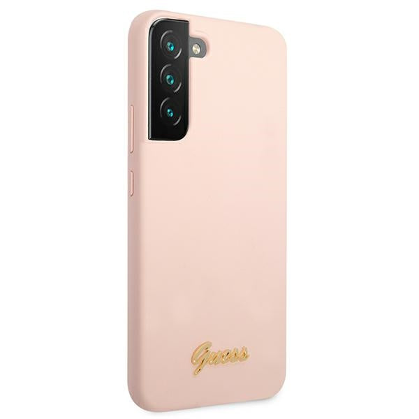 Guess GUHCS22MLSLMGPP S22+ S906 pink/pink hardcase Silicone Script Metal Logo