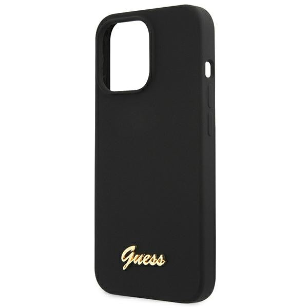 Guess GUHMP13LLSLMGBK iPhone 13 Pro / 13 6.1&quot; black/black hardcase Silicone Script Gold Logo MagSafe