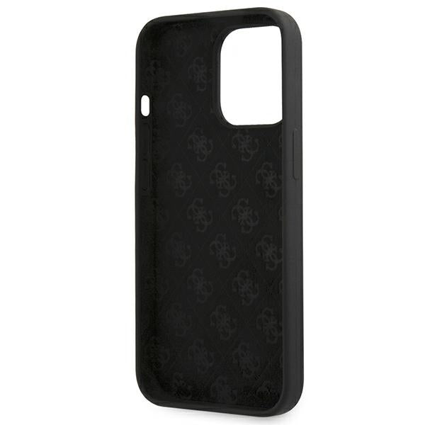 Guess GUHMP13LLSLMGBK iPhone 13 Pro / 13 6.1" black/black hardcase Silicone Script Gold Logo MagSafe