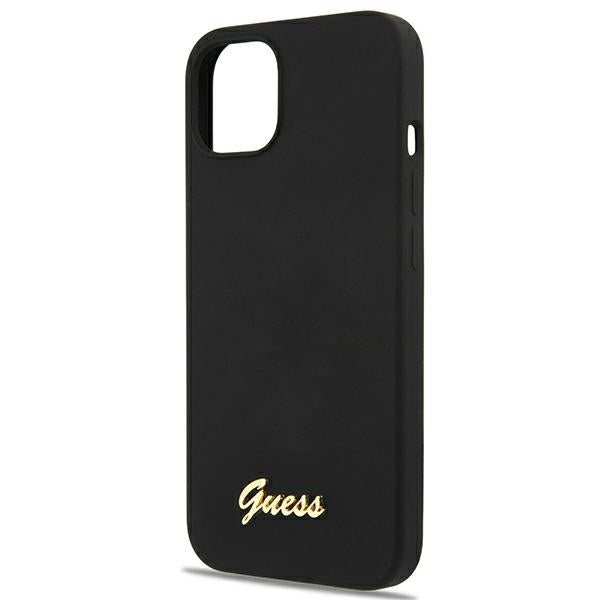 Guess GUHMP13MLSLMGBK iPhone 13 6.1&quot; black/black hardcase Silicone Script Gold Logo Magsafe