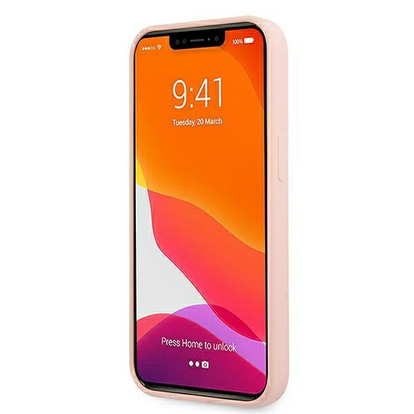 Guess GUHMP13MLSLMGLP iPhone 13 6.1&quot; light pink/light pink hardcase Silicone Script Gold Logo Magsafe