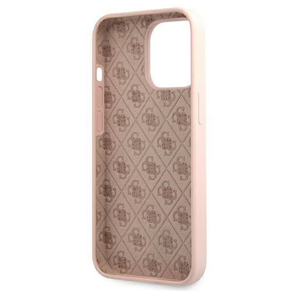 Guess GUHMP13XLSLMGLP iPhone 13 Pro Max 6.7" light pink/light pink hardcase Silicone Script Gold Logo Magsafe