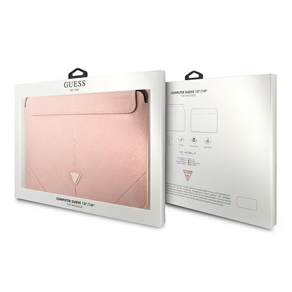 Guess Saffiano Triangle Logo case for a 14&quot; laptop - pink