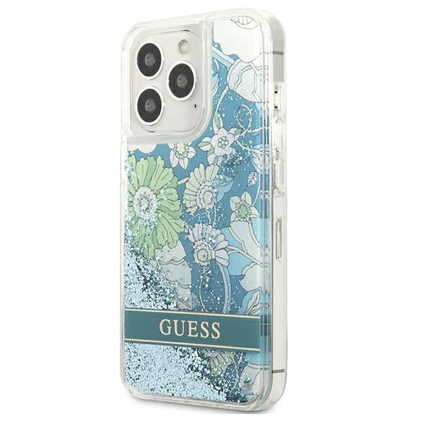 Guess GUHCP13LLFLSN iPhone 13 Pro / 13 6.1" green/green hardcase Flower Liquid Glitter