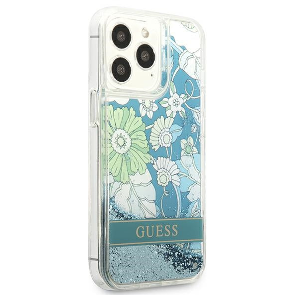 Guess GUHCP13LLFLSN iPhone 13 Pro / 13 6.1" green/green hardcase Flower Liquid Glitter
