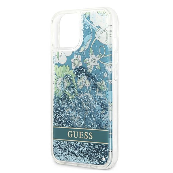 Guess GUHCP13MLFLSN iPhone 13 6.1" green/green hardcase Flower Liquid Glitter