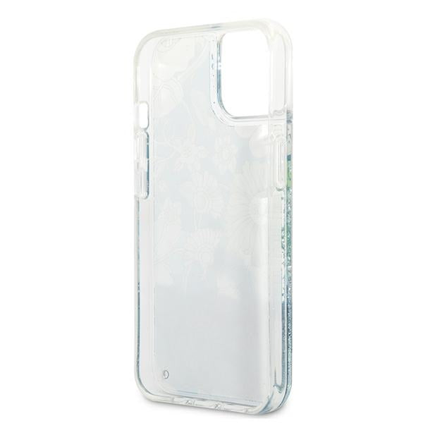 Guess GUHCP13MLFLSN iPhone 13 6.1" green/green hardcase Flower Liquid Glitter
