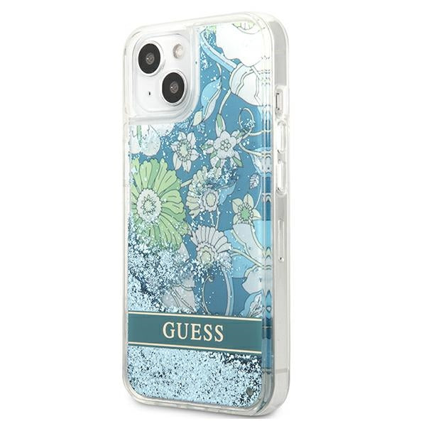 Guess GUHCP13SLFLSN iPhone 13 mini 5.4&quot; green/green hardcase Flower Liquid Glitter