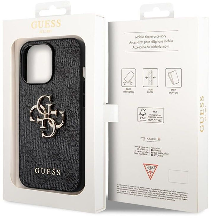 Guess 4G Big Metal Logo Case for iPhone 14 Pro Max - Gray