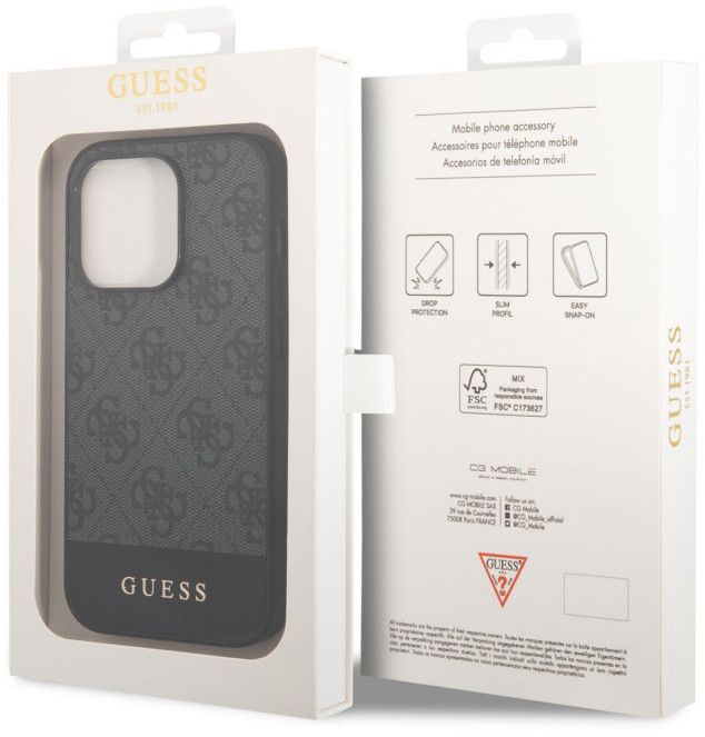 Guess GUHCP14XG4GLGR iPhone 14 Pro Max 6.7" grey/grey hard case 4G Stripe Collection