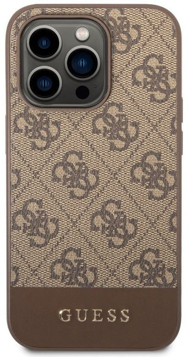 Guess GUHCP14LG4GLBR iPhone 14 Pro 6.1" brown/brown hard case 4G Stripe Collection