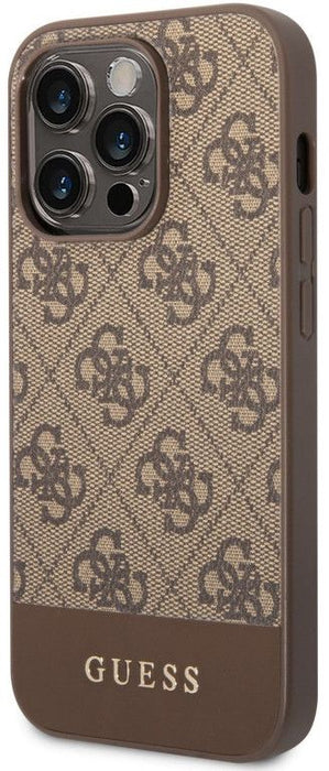 Guess GUHCP14LG4GLBR iPhone 14 Pro 6.1" brown/brown hard case 4G Stripe Collection