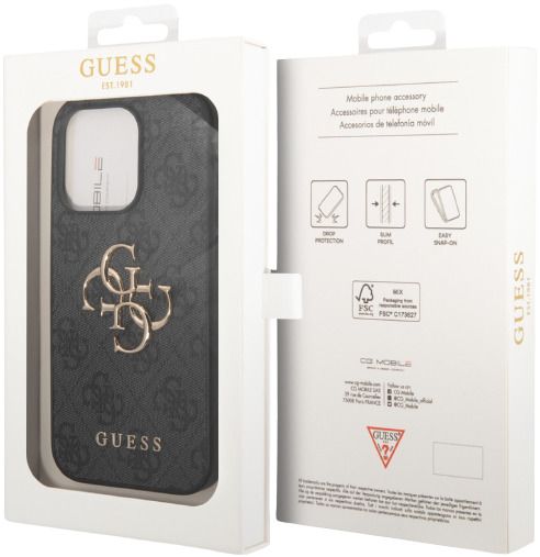 Guess 4G Big Metal Logo case for iPhone 15 Pro Max - gray