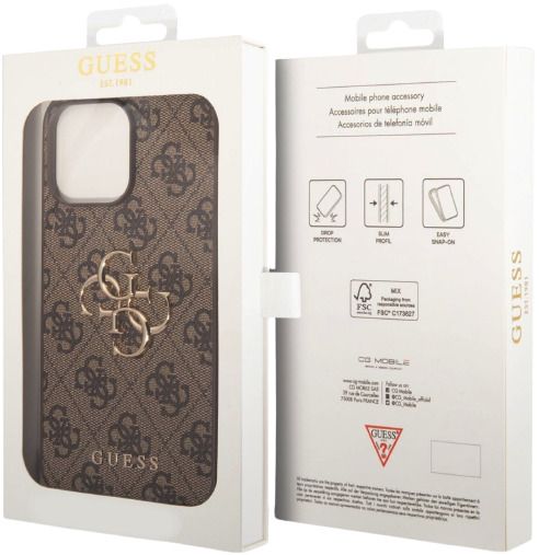 Guess GUHCP15X4GMGBR iPhone 15 Pro Max 6.7" brown/brown hardcase 4G Big Metal Logo