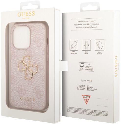 Guess 4G Big Metal Logo case for iPhone 15 Pro - pink
